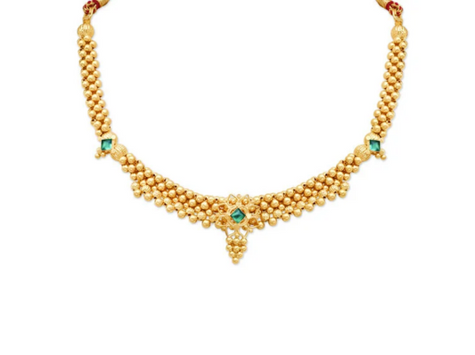 Graceful Gold Marathi Thushi Necklace Set