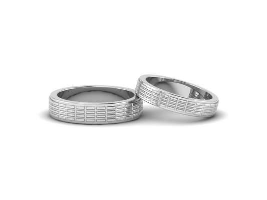 Elegant Textured Platinum Love Couple Rings