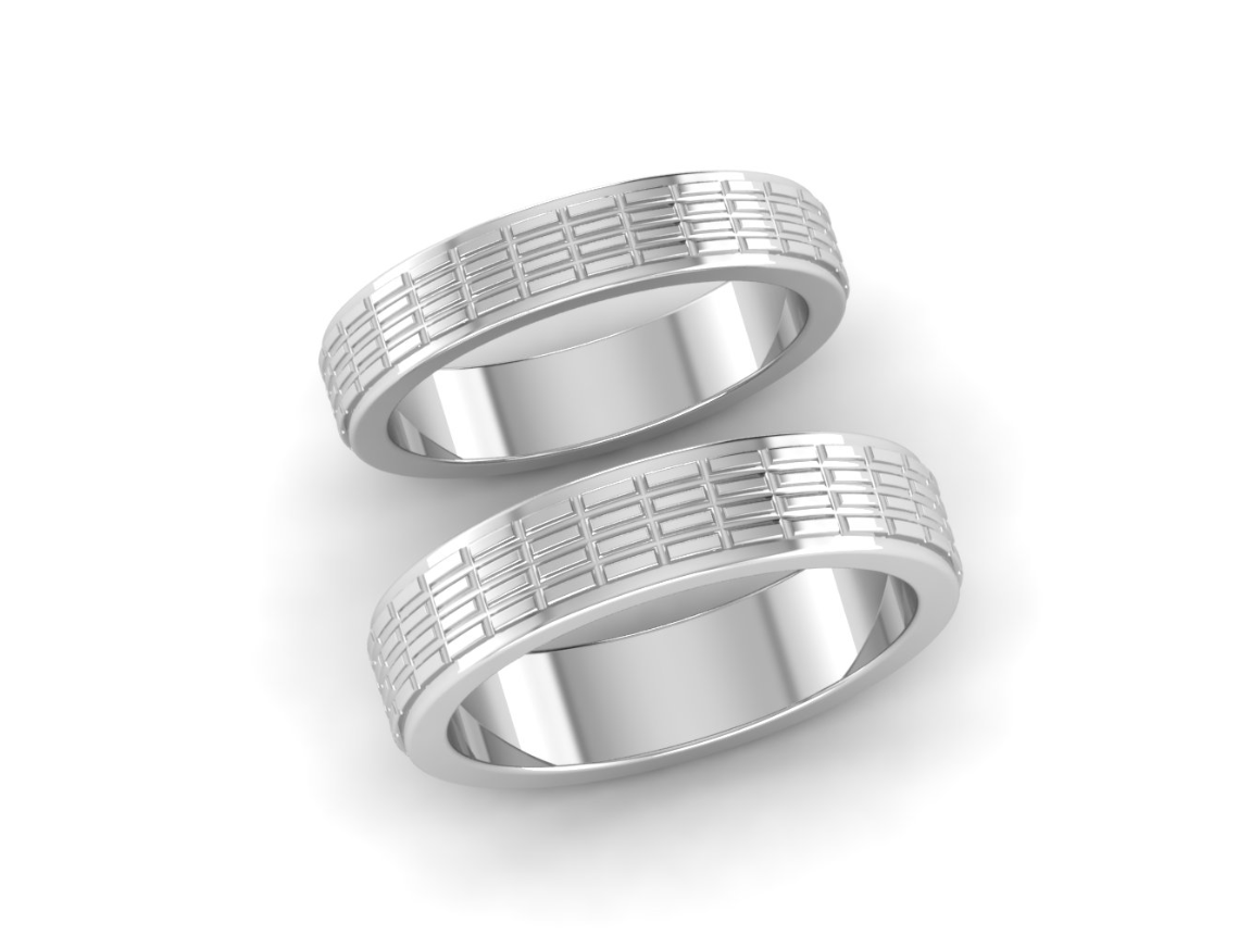 Elegant Textured Platinum Love Couple Rings