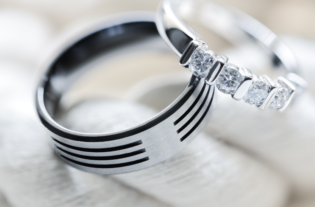 Two silver platinum wedding rings