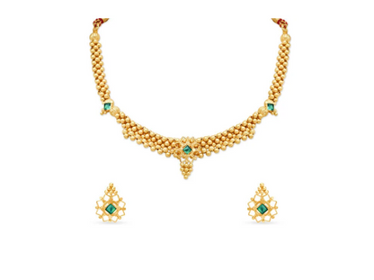 Graceful Gold Marathi Thushi Necklace Set
