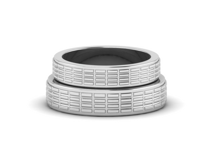 Elegant Textured Platinum Love Couple Rings