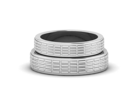 Elegant Textured Platinum Love Couple Rings